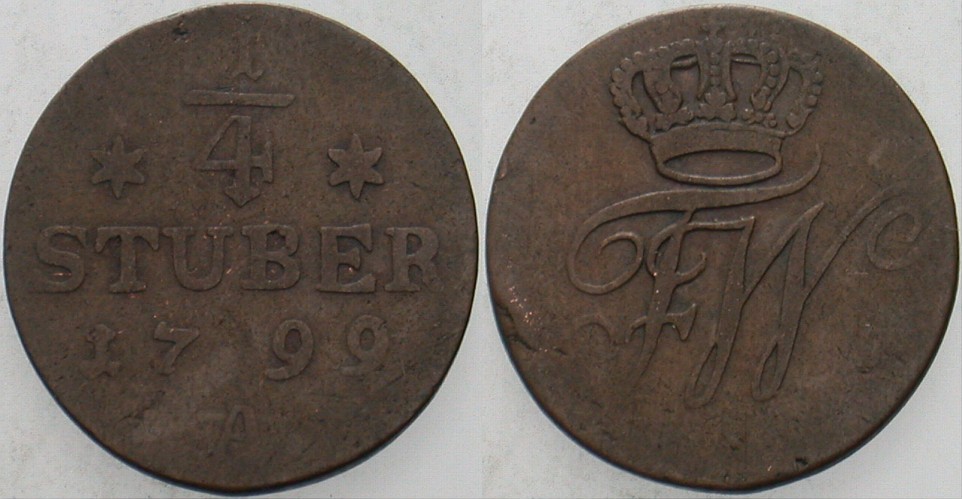 Cu 1/4 Stüber 1799 Jaeger 6 Olding 137 Schön - sehr schön