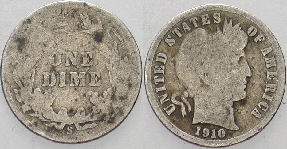 Dime 1910  Gering erhalten