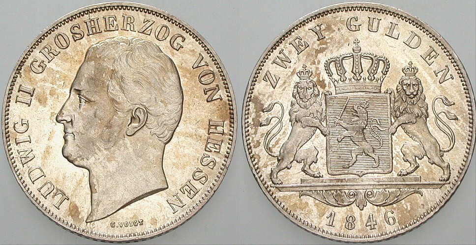 Doppelgulden 1846 Jaeger 42 AKS 101 Kahnt 262 Patina,vorzüglich - Stempelglanz