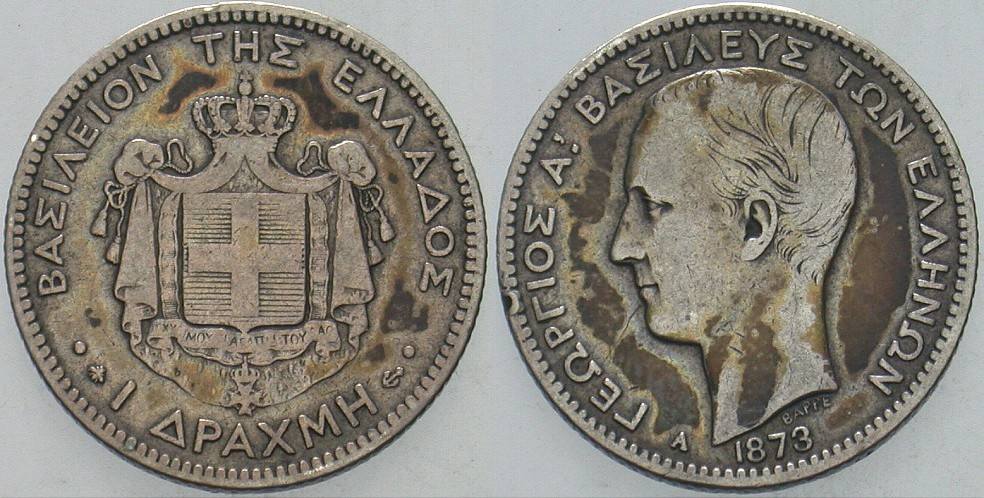 Drachma 1873 KM. 38 Fast sehr schön