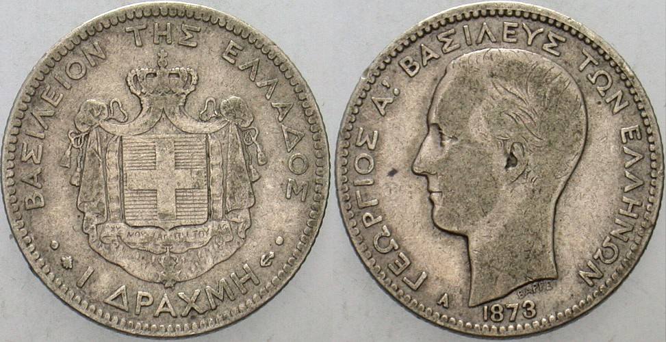 Drachma 1873 KM. 38 Schön - sehr schön