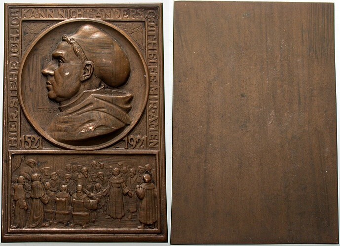 Einseitige Bronzeplakette 1921 Sehr schön - vorzüglich