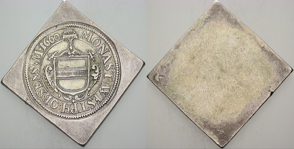 Einseitige Reichstalerklippe 1660 Dav. 9583 Kl. Schrötlingsfehler, sonst fast vorzüglich