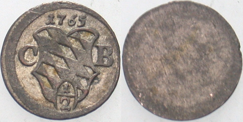 Einseitiger 1/2 Kreuzer 1765 Hahn 287 Patina, vorzüglich