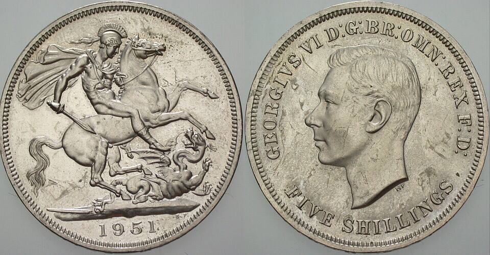Five Shillings 1951 Krause/Mishler 880 Vorzüglich von Polierte Platte