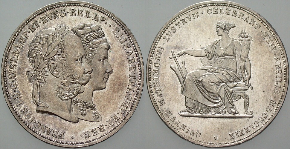 Gedenkdoppelgulden 1879 Jl. 369 Patina, wz. Kratzer, vorzüglich