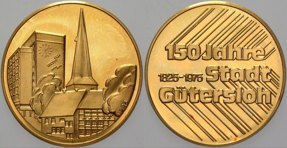 Goldmedaille 1975  Patina, Polierte Platte