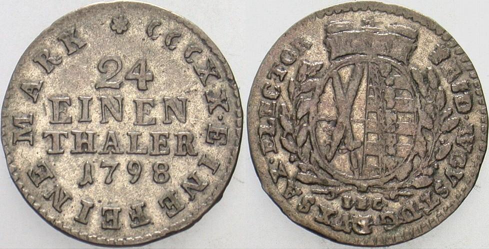 Groschen (1/24 Taler) 1798 Buck 194 Kahnt 1128 Slg. Merseburger 2011 Sehr schön