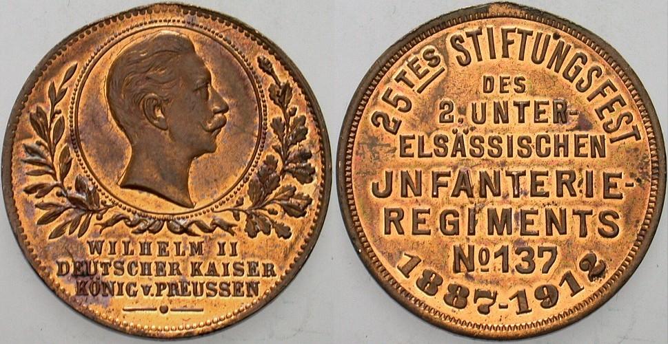 Jubiläumsbronzemedaille 1912  Henkelspur, Patina, vorzüglich