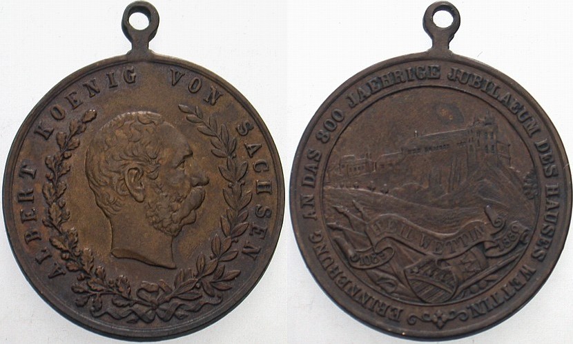 kleine Bronzemedaille 1889  Gehenkelt,  Patina, sehr schön
