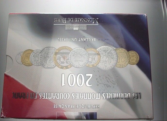 Kursmünzensatz (10 Münzen = 36,86 Francs) 2001  Stempelglanz