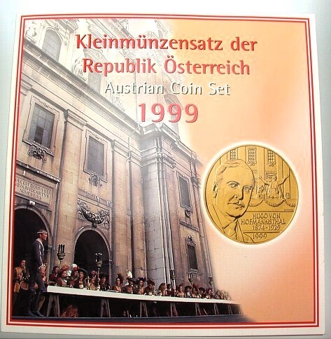 Kursmünzensatz 36,60 ÖS 1999  Handgehoben im Blister