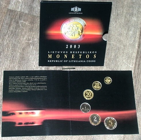 Kursmünzensatz 6 Werte (8,80 Litai) 2003  Polierte Platte
