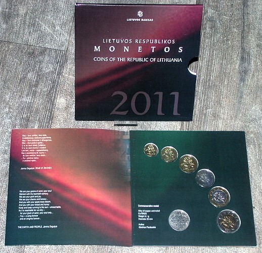 Kursmünzensatz 6 Werte (8,80 Litai) + Medaille 2011  Stempelglanz