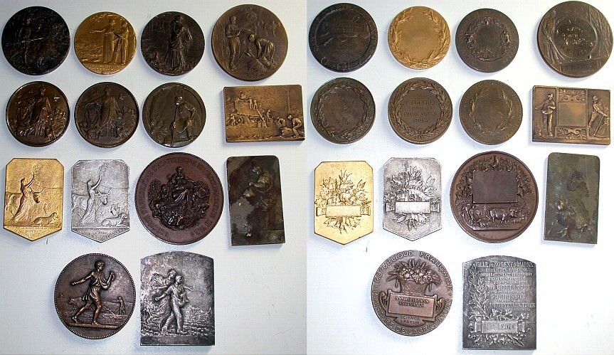 Lot von 14 Bronzemedaillen (z.T. vergoldet oder versilbert) ca. 1900 bis 1930 Meist sehr schön
