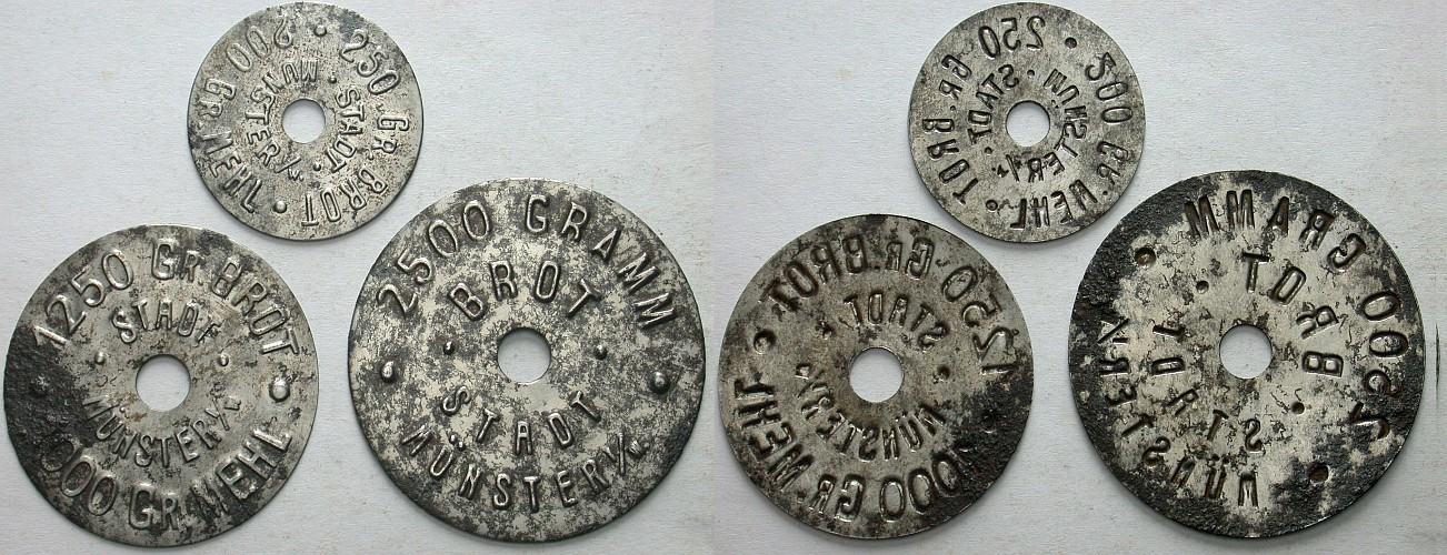 LOT von 3 BROTMARKEN o.J. Menzel 18115.2,3,4 Etwas korrodiert, sonst sehr schön
