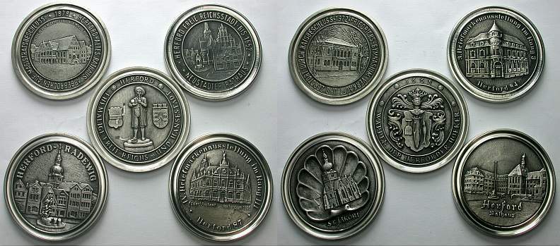 Lot von 5 Zinnguss-Medaillen Vorzüglich