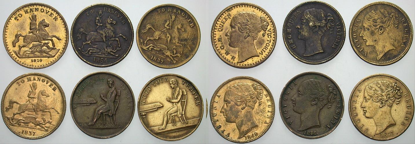 Lot von 6 Jetons 1830,2 x 1837,1846,1847,1854 Meist sehr schön