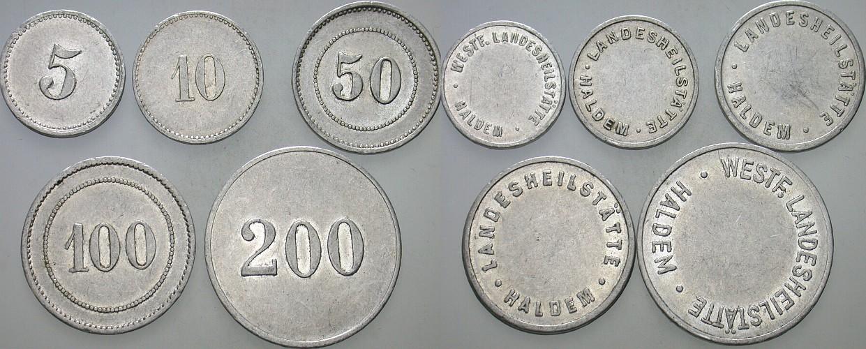 Marken zu 5, 10, 50, 100, 200 o.J. Menzel 10211.1 - 10212.2 Sehr schön