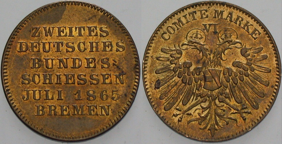 Messing-Comité-Marke 1865  Vorzüglich