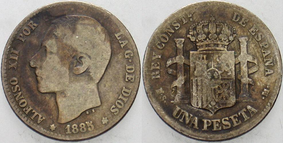 Peseta 1885 KM. 686 Schön