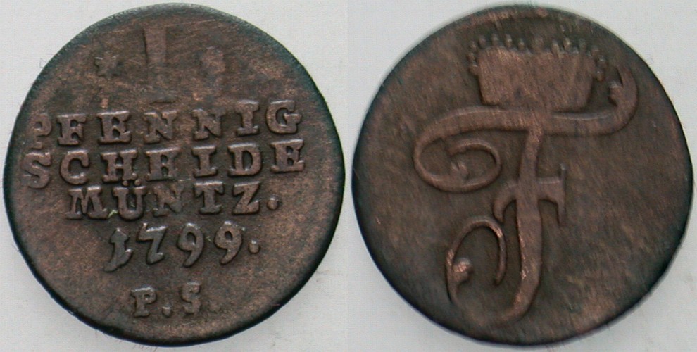 Pfennig 1799 Weingärtner 783 Fast sehr schön