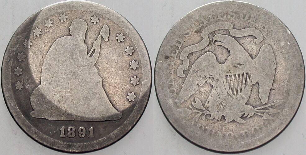 Quarter 1891 KM A98 Gut erhalten