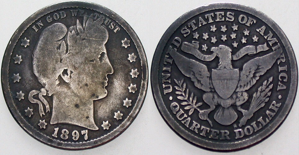 Quarter 1897 KM 114 Patina, schön