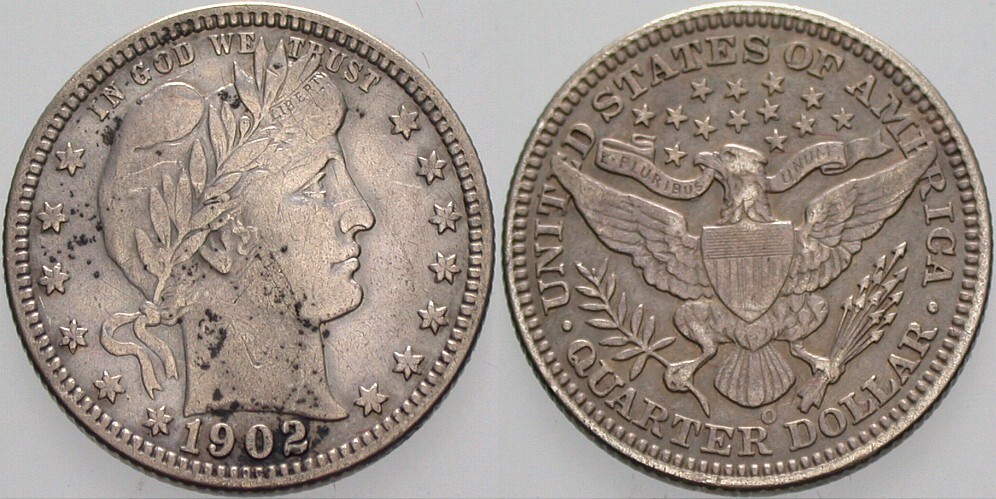 Quarter 1902 Etwas Belag, sonst fast sehr schön