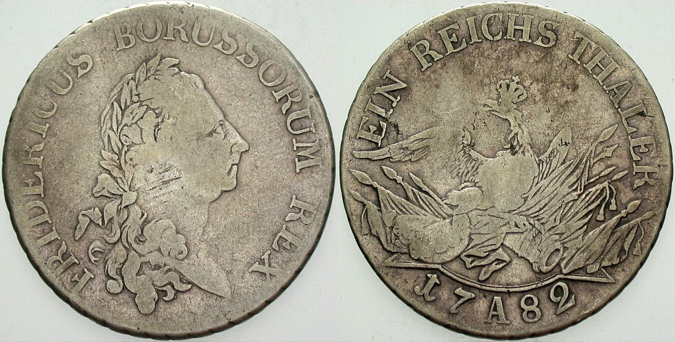 Reichstaler 1782 Olding 70 v. Schrötter 468 Davenport 2590 Justierspuren, schön - sehr schön
