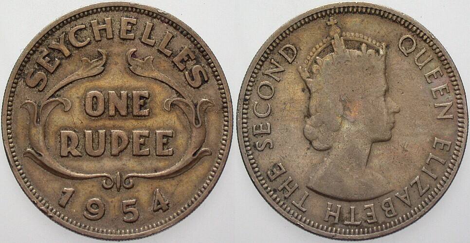 Rupee 1954 KM. 13 Sehr schön