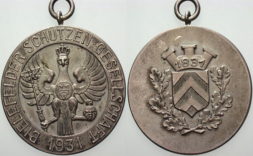 Schützenmedaille 1931 Hans Schumacher 67 II Sehr schön - vorzüglich