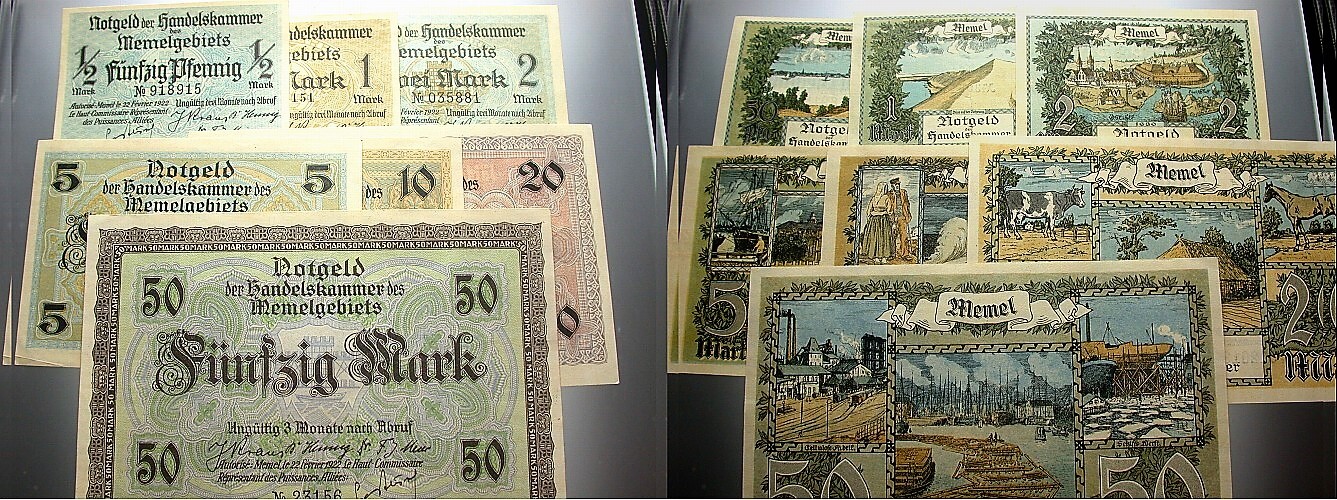 Serie 1/2 Mark - 50 Mark (7 Stück) 22.2.1922 Rosenberg 846,847,848,849,850,851,852 Leicht gebraucht - kassenfrisch