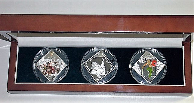 Set von 3 x 1 Dollar 2009 Polierte Platte im edlen Etui