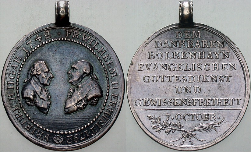 Silbermedaille 1792 Marienb. 4867 Olding 77 Gehenkelt, altgeputzt, sehr schön