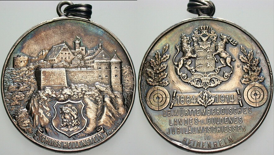 SIlbermedaille 1914 Gehenkelt, Patina, kl. Rdf., sehr schön