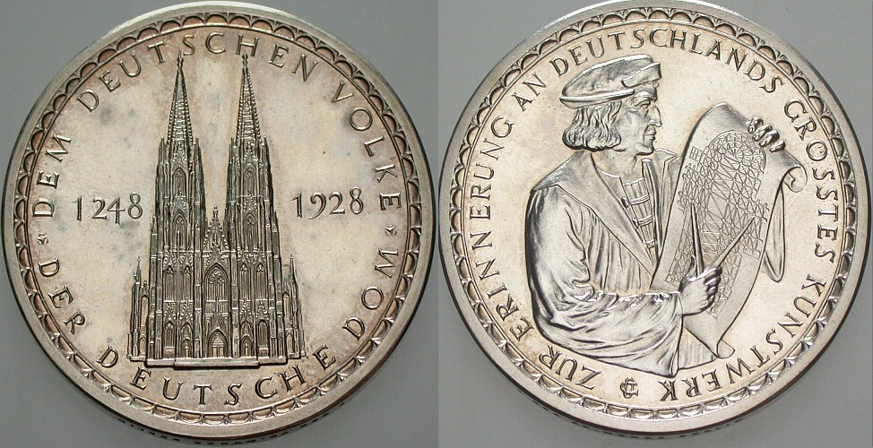 Silbermedaille 1928 Weiler 3835 Patina, fast Stempelglanz von polierten Stempeln
