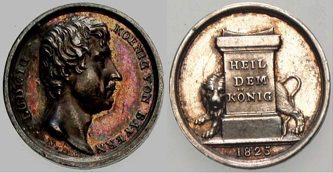 Silberne Miniaturmedaille 1825 Patina, vorzüglich