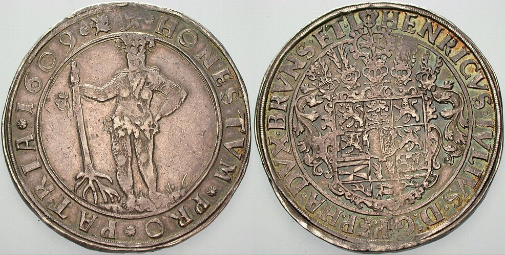 Taler 1609 Welter 645 B Davenport 6285 Schöne Patina, kl. Prägeschwäche, fast vorzüglich
