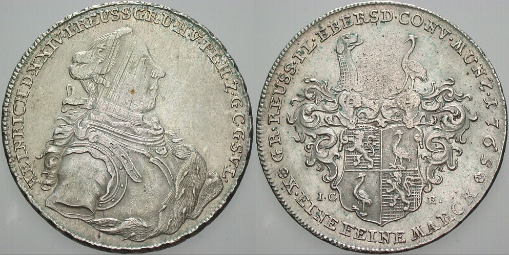 Taler 1765 Knab 600 Dav. 2622 Patina, min. Justiert, sonst fast vorzüglich