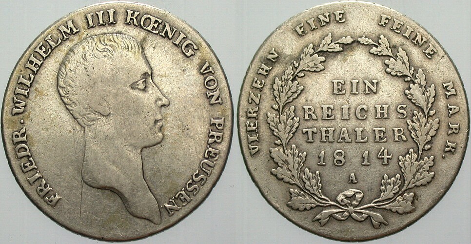 Taler 1814 Jaeger 33 AKS 11 Wz. Kratzer, sehr schön