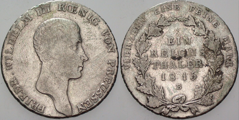 Taler 1815 Jaeger 33 Thun 244 AKS 11 Fast sehr schön