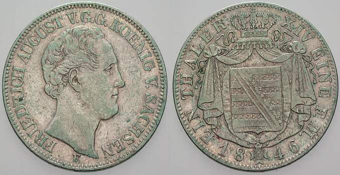 Taler 1846 Jaeger 76 Thun 325 AKS 99 Kahnt 448 Patina, sehr schön