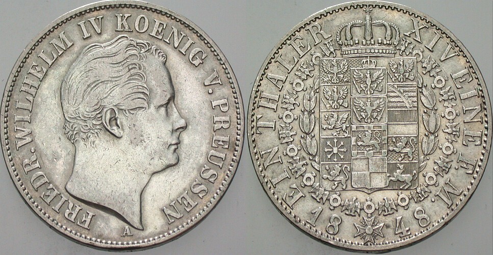 Taler 1848 Jaeger 73 AKS 74 Kl. Rdf., sehr schön +