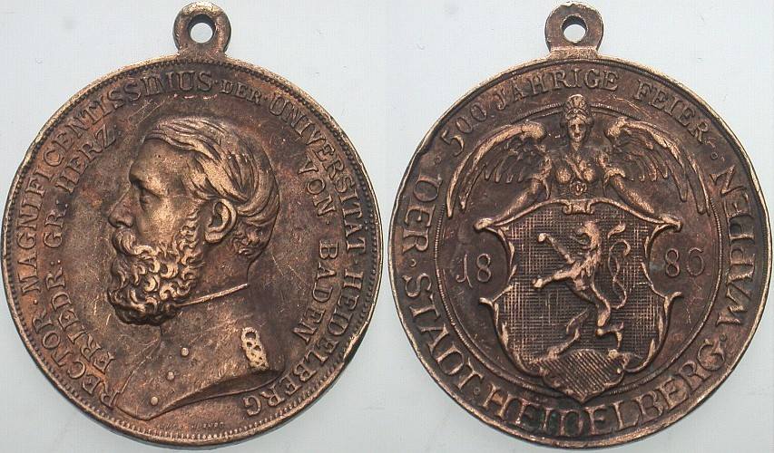 Tragbare Bronzemedaille 1886  Randfehler, fast sehr schön