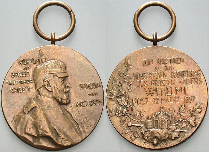 Tragbare Bronzemedaille 1897  Originalhenkel, sehr schön