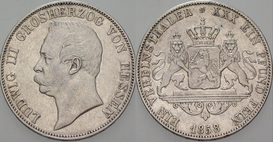 Vereinstaler 1858 Jaeger 59 AKS 120 Gutes sehr schön