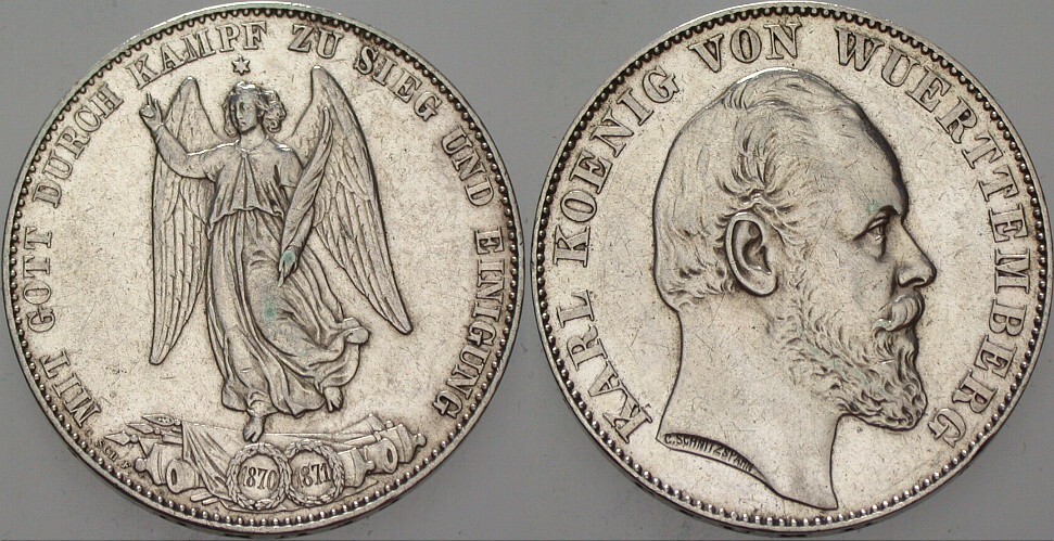 Vereinstaler(Siegestaler) 1871 Jaeger 86 AKS 132 Min. Ber., sehr schön