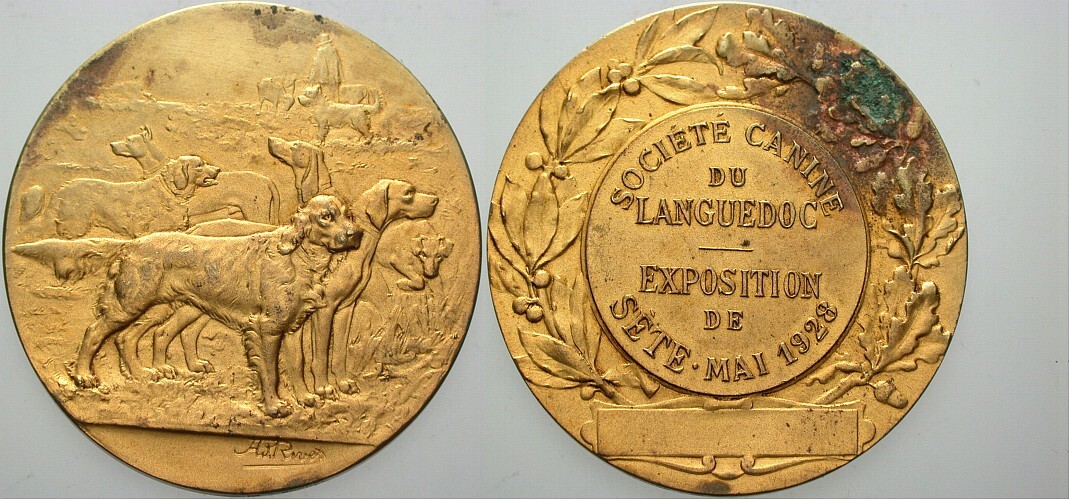 vergoldete Bronzemedaille 1928 Fleckig, sehr schön