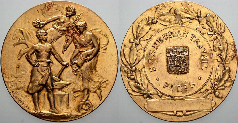 vergoldete Bronzemedaille o.J. Etwas fleckig, vorzüglich